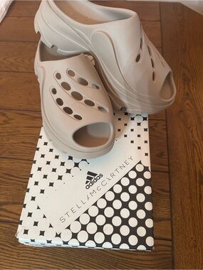 Adidas by Stella McCartney Taupe Open-Toe Platform Slides, 8, New